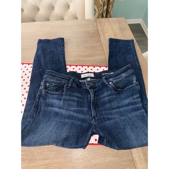 DL1961 Emma Legging Ankle Distressed Jeans Dark Wash Denim Size 31 - Picture 5 of 8